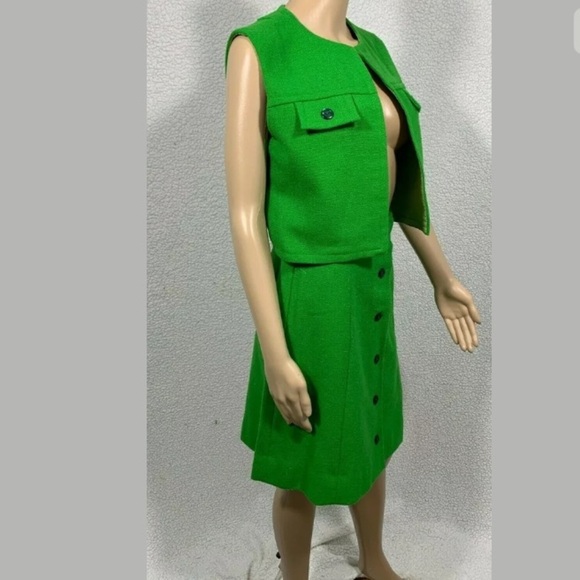 Vintage 1950's Women's Green Tweed Skirt Suit - Picture 2 of 6